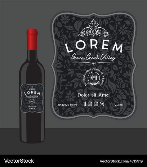 Decorative wine bottle label template Royalty Free Vector